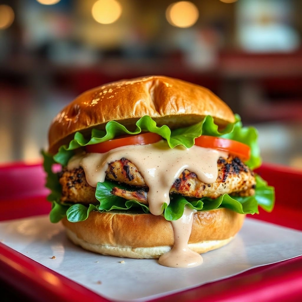 CHICKEN SANDY burger from Suns Out Buns Out in Austin, TX